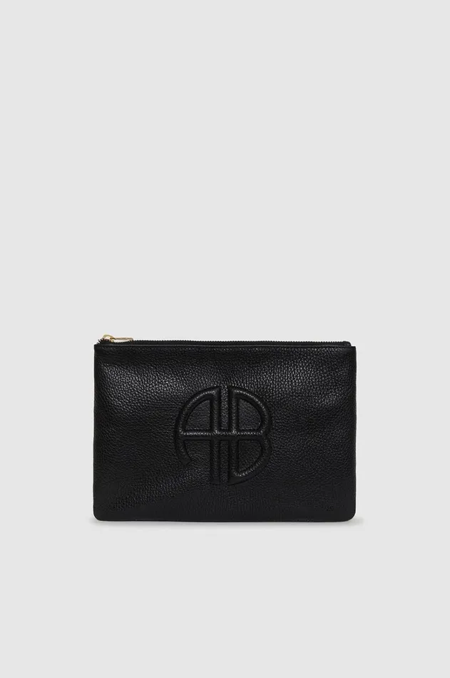 Handbags Women ANINE BING Lili Pouch 8211 Black Pebbled