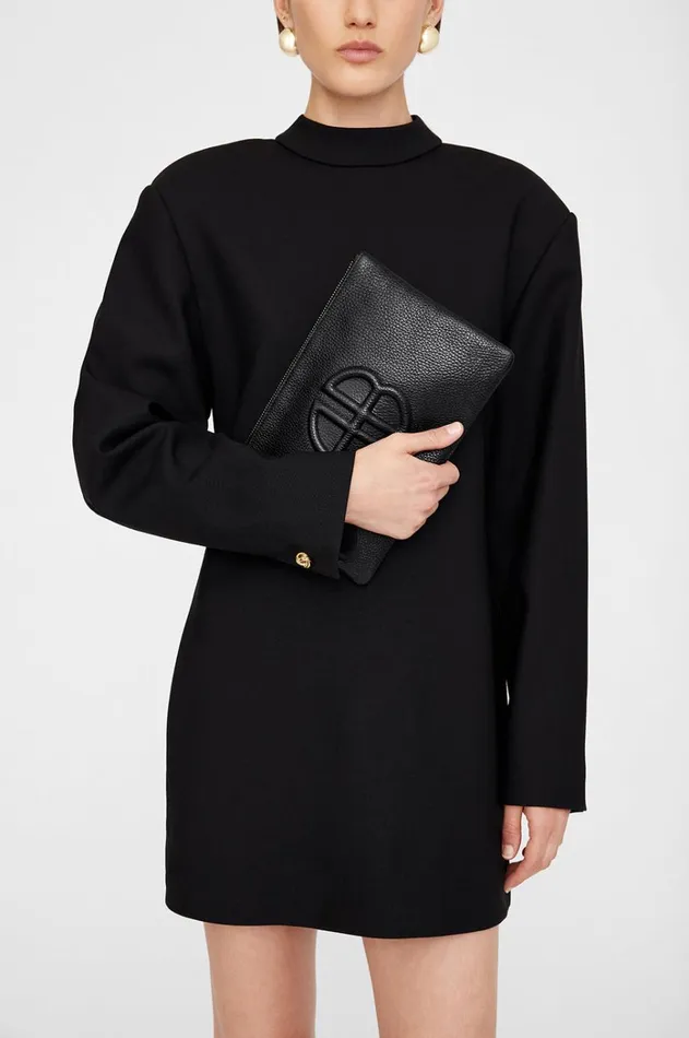Handbags Women ANINE BING Lili Pouch 8211 Black Pebbled
