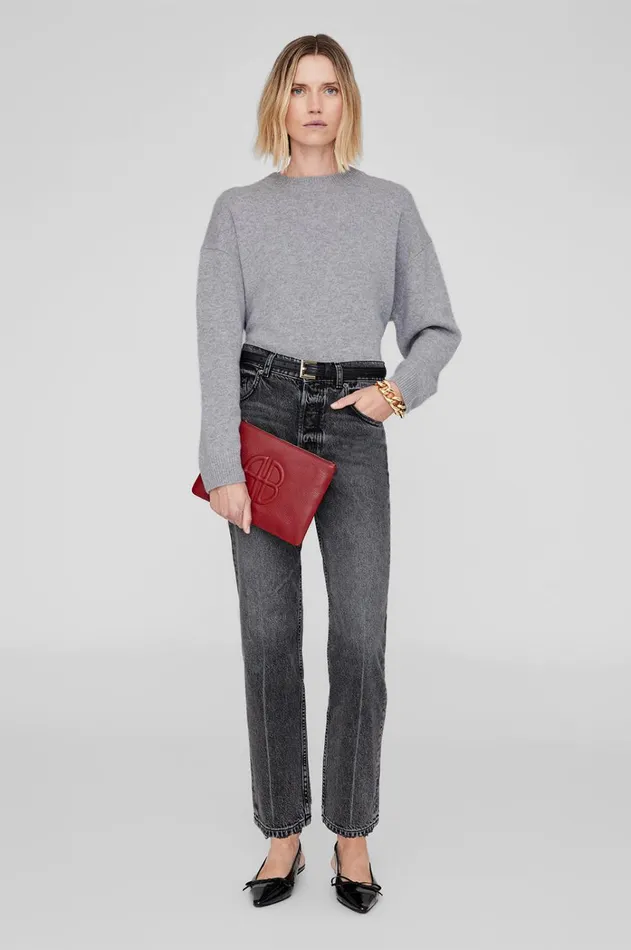 Handbags Women ANINE BING Lili Pouch 8211 Red Pebbled