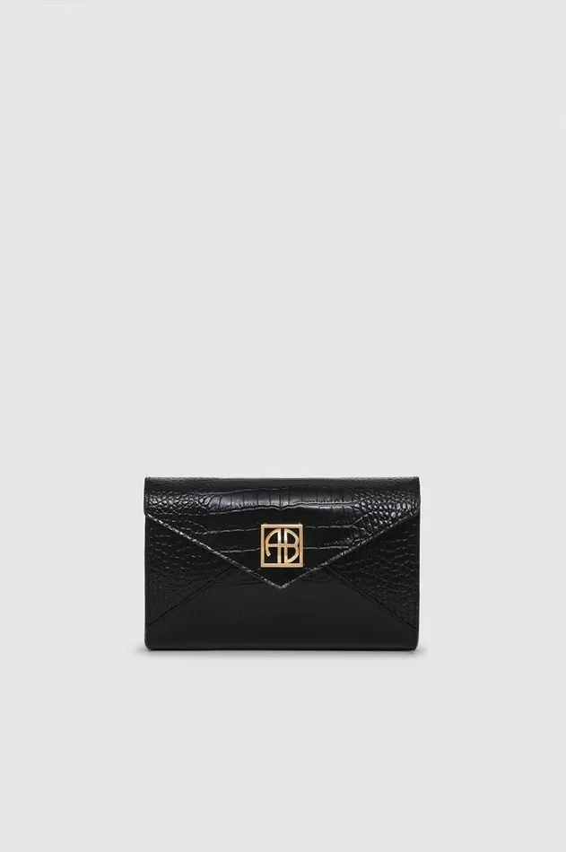 Handbags Women ANINE BING Small Elly Clutch 8211 Black Embossed