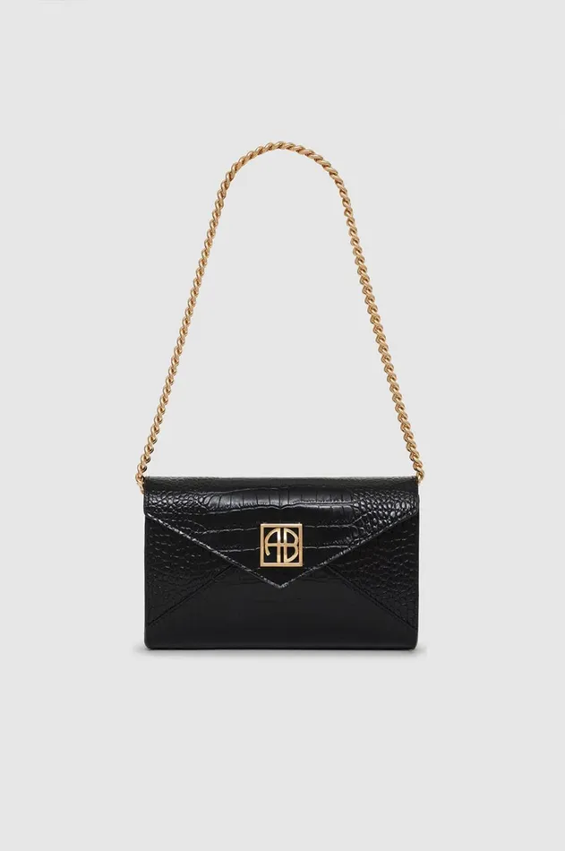 Handbags Women ANINE BING Small Elly Clutch 8211 Black Embossed