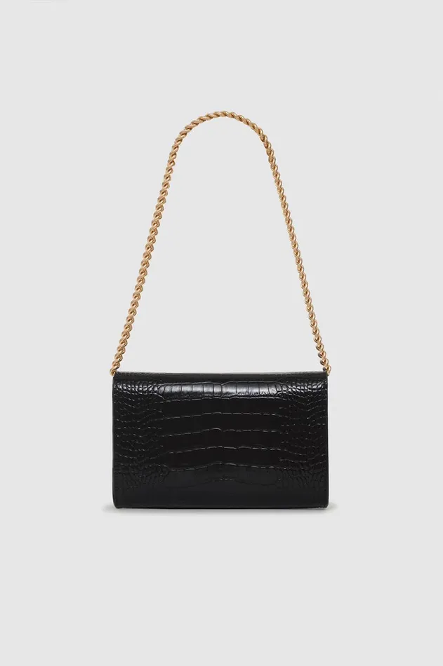 Handbags Women ANINE BING Small Elly Clutch 8211 Black Embossed