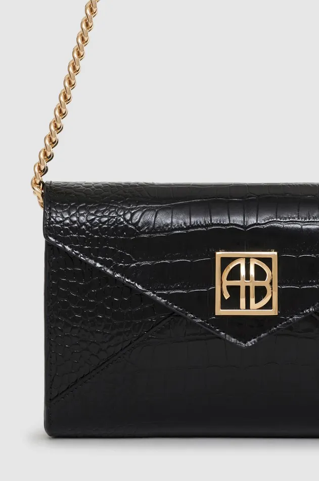 Handbags Women ANINE BING Small Elly Clutch 8211 Black Embossed
