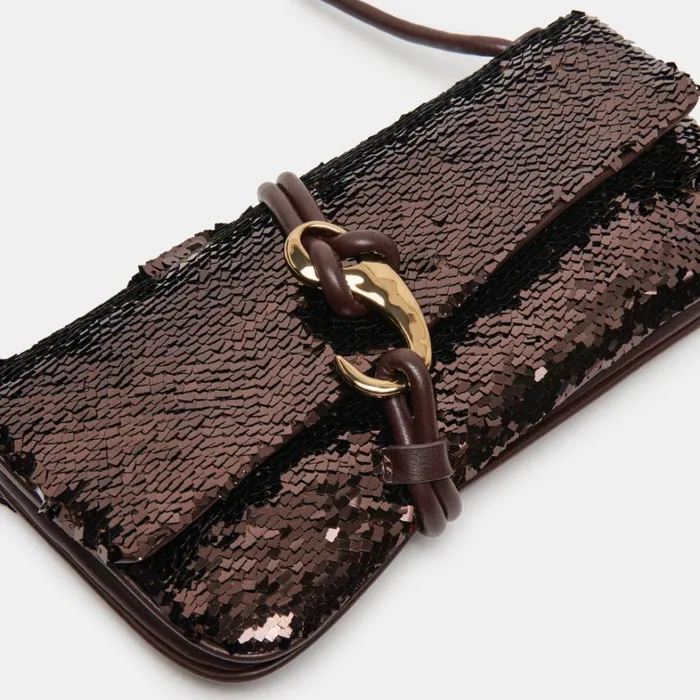 Handbags Women Dolce Vita Alice Shoulder Bag Brown Sequin Stella