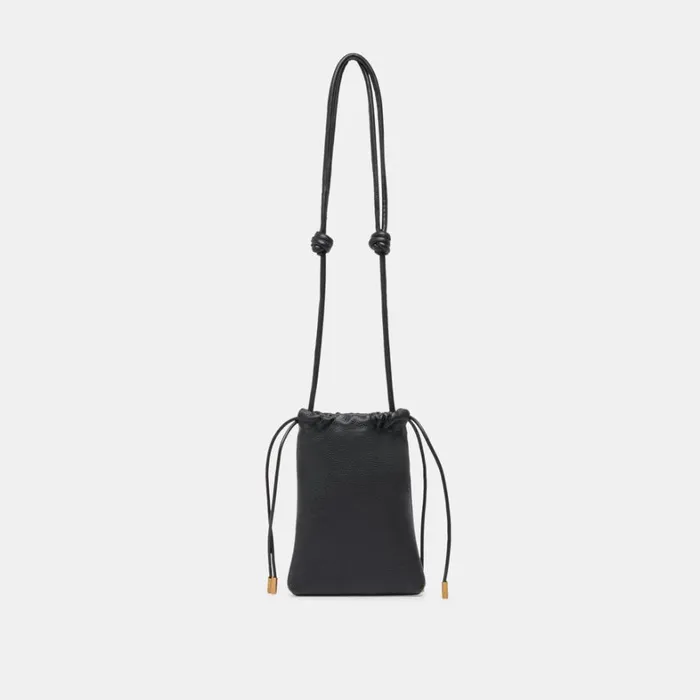 Handbags Women Dolce Vita Evie Crossbody Pouch Black Pebble Leather