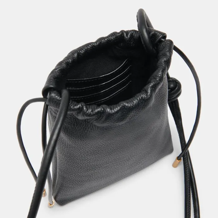Handbags Women Dolce Vita Evie Crossbody Pouch Black Pebble Leather