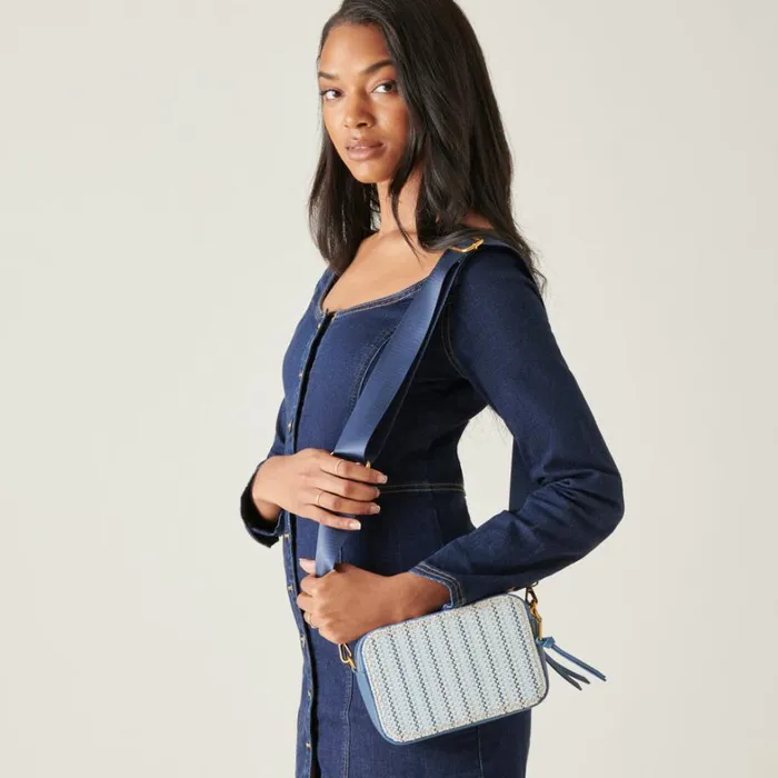 Handbags Women Dolce Vita Gladys Crossbody Blue Woven