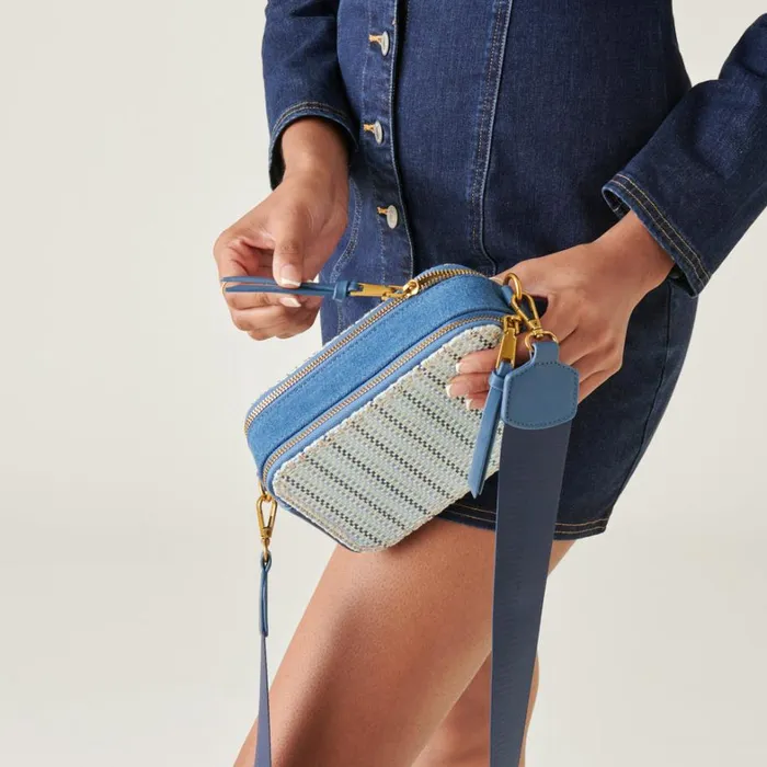Handbags Women Dolce Vita Gladys Crossbody Blue Woven