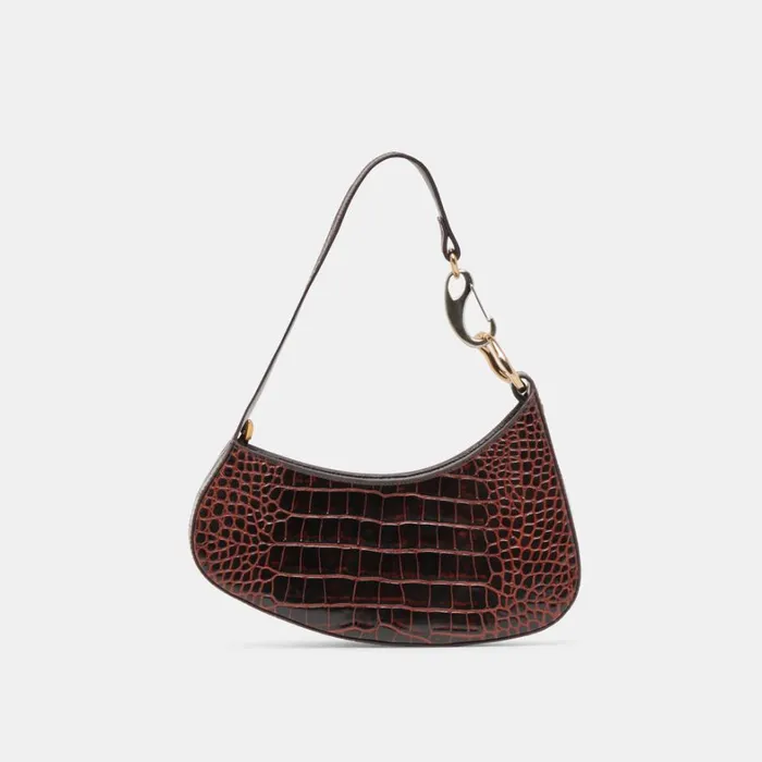 Handbags Women Dolce Vita Skylar Shoulder Bag Chocolate Croco Leather