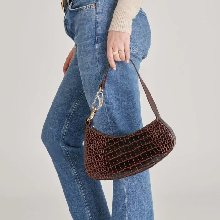 Handbags Women Dolce Vita Skylar Shoulder Bag Chocolate Croco Leather