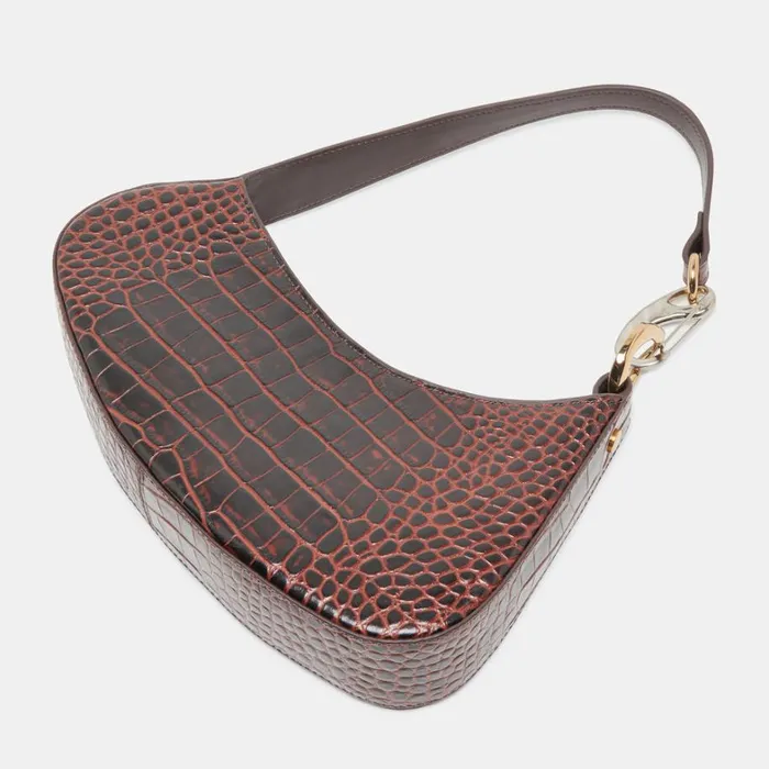 Handbags Women Dolce Vita Skylar Shoulder Bag Chocolate Croco Leather
