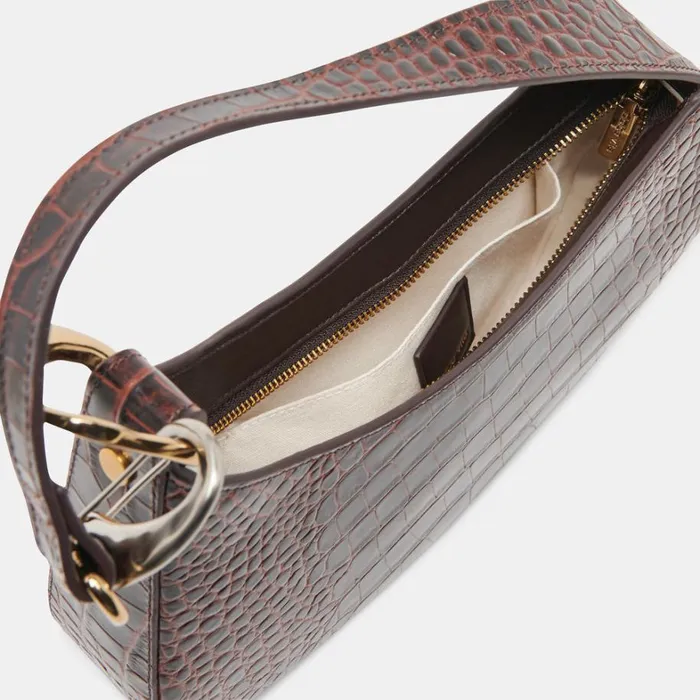 Handbags Women Dolce Vita Skylar Shoulder Bag Chocolate Croco Leather
