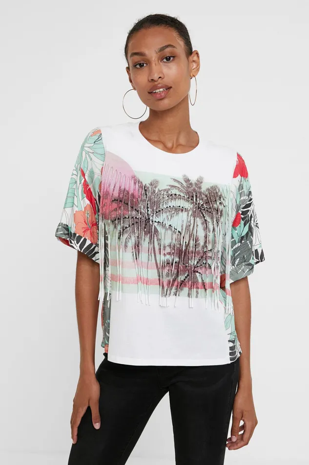 Hawaiian Tshirt With Fringe Women Desigual Tshirts