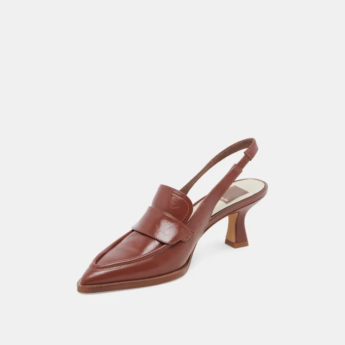Heels Women Dolce Vita Adele Heels Brown Crinkle Patent Leather
