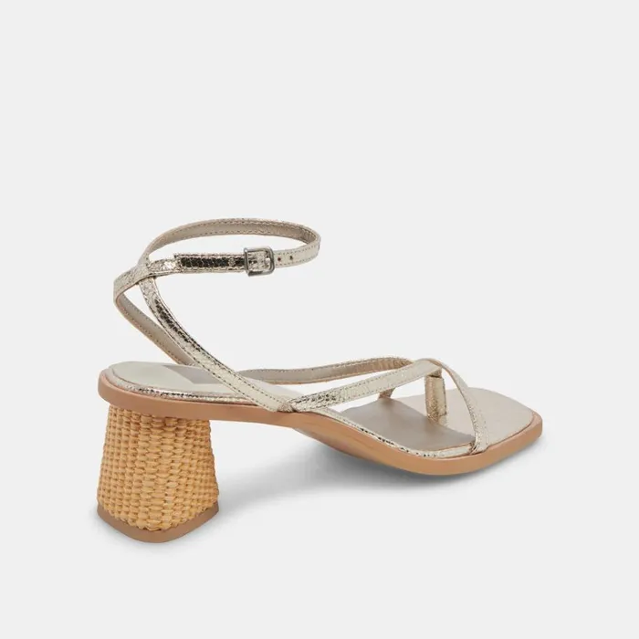 Heels Women Dolce Vita Banita Sandals Light Gold Crackled Stella