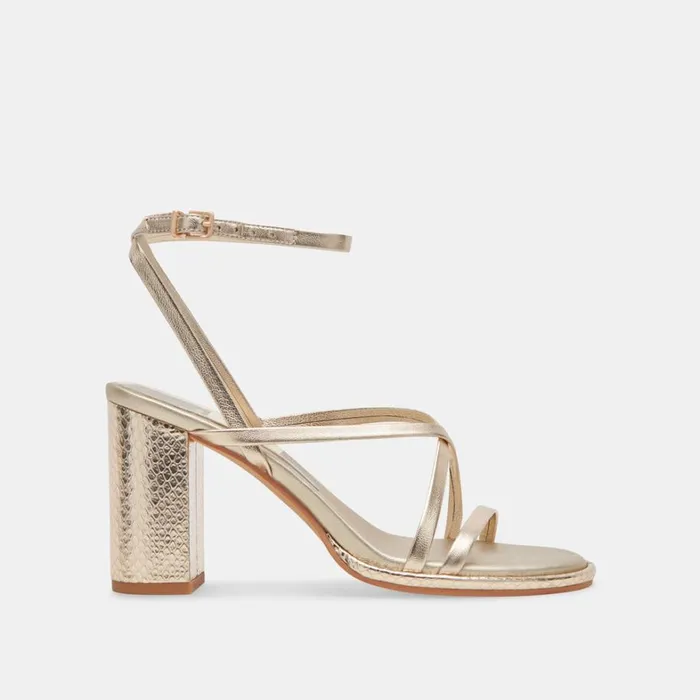 Heels Women Dolce Vita Barly Heels Light Gold Metallic Leather
