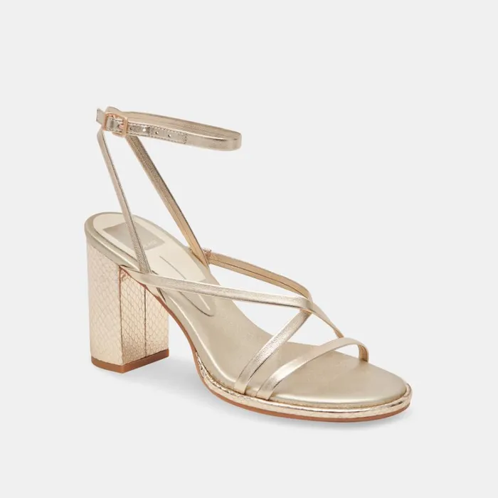 Heels Women Dolce Vita Barly Heels Light Gold Metallic Leather