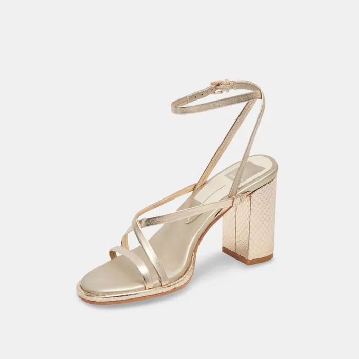 Heels Women Dolce Vita Barly Heels Light Gold Metallic Leather