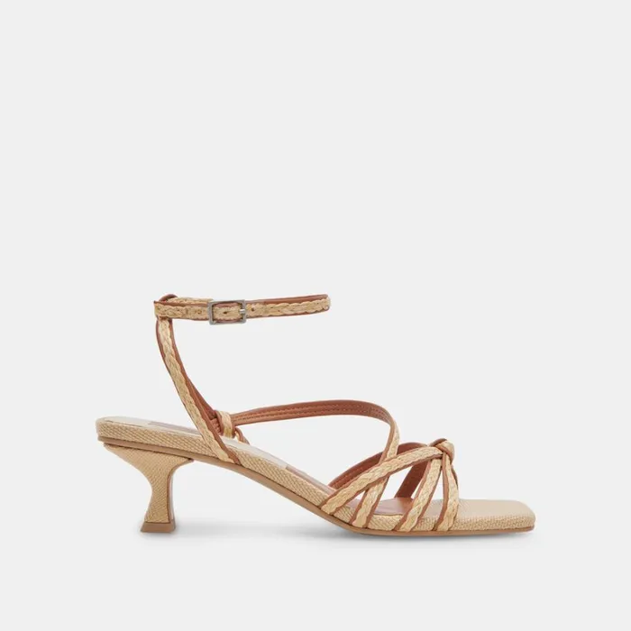 Heels Women Dolce Vita Bev Braid Wide Heels Brown Natural Jute