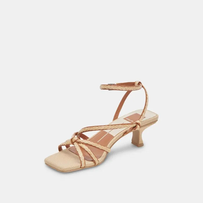 Heels Women Dolce Vita Bev Braid Wide Heels Brown Natural Jute