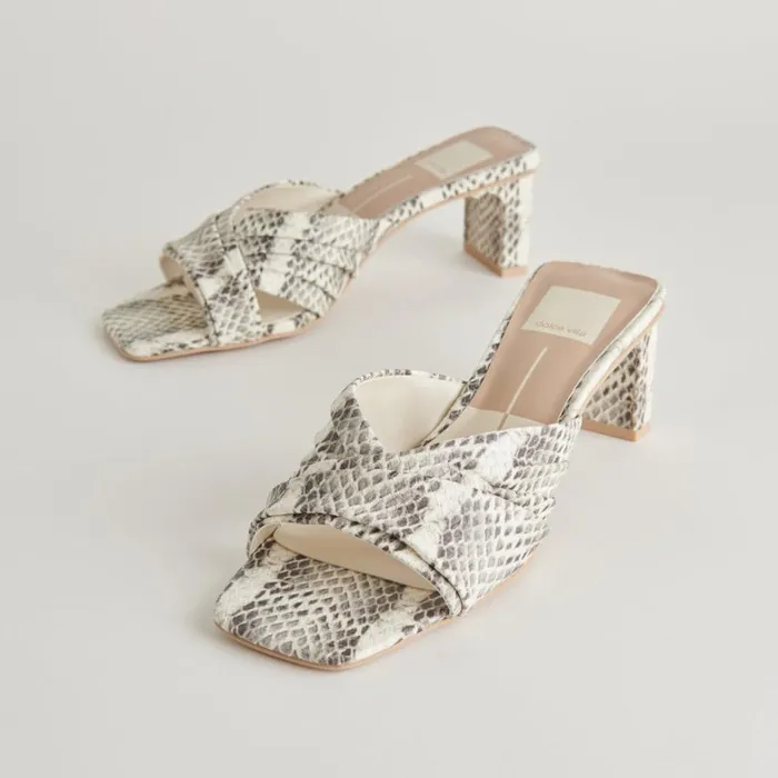 Heels Women Dolce Vita Carlan Heels Grey White Embossed Snake