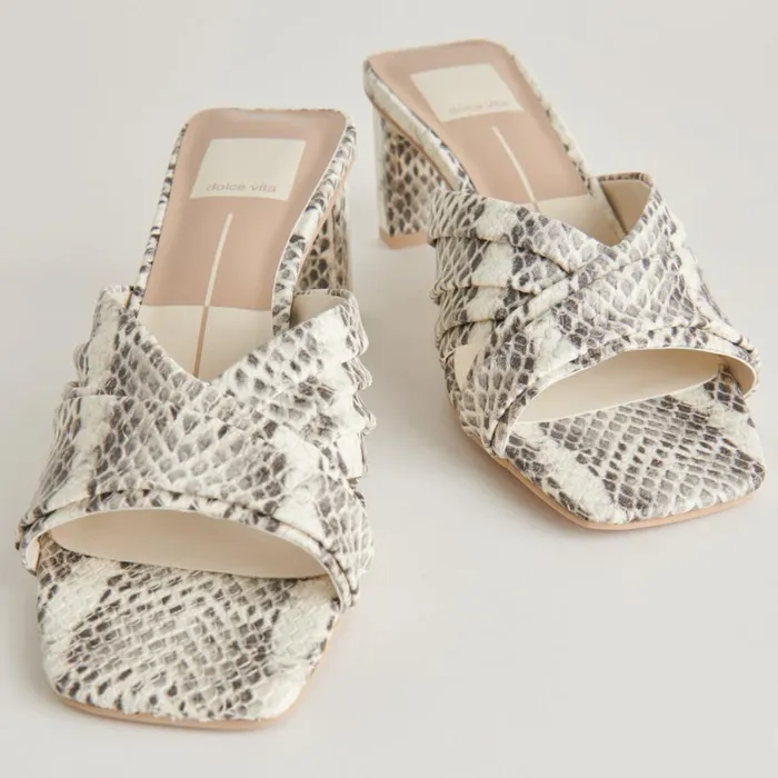 Heels Women Dolce Vita Carlan Heels Grey White Embossed Snake