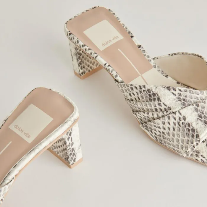 Heels Women Dolce Vita Carlan Heels Grey White Embossed Snake