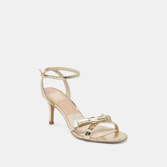Heels Women Dolce Vita Galor Heels Gold Distressed Leather