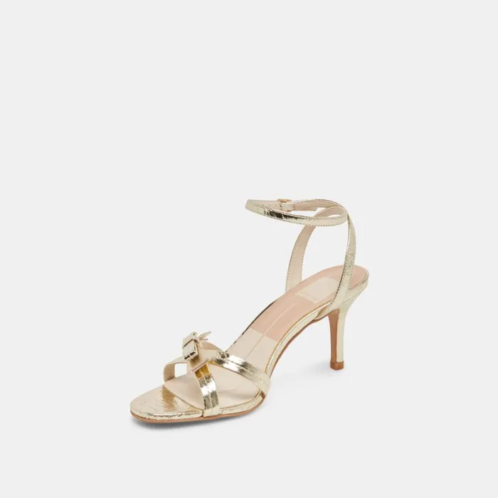 Heels Women Dolce Vita Galor Heels Gold Distressed Leather