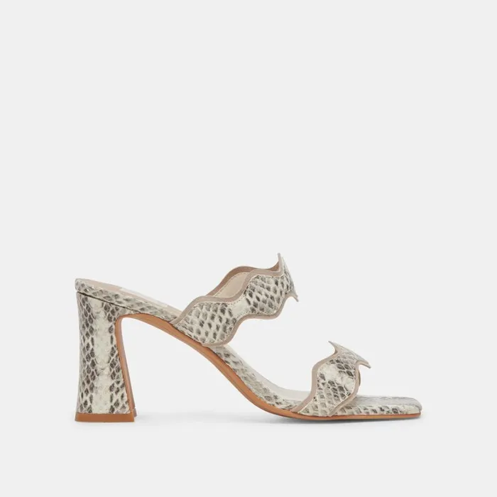 Heels Women Dolce Vita Ilva Heels Grey White Embossed Leather