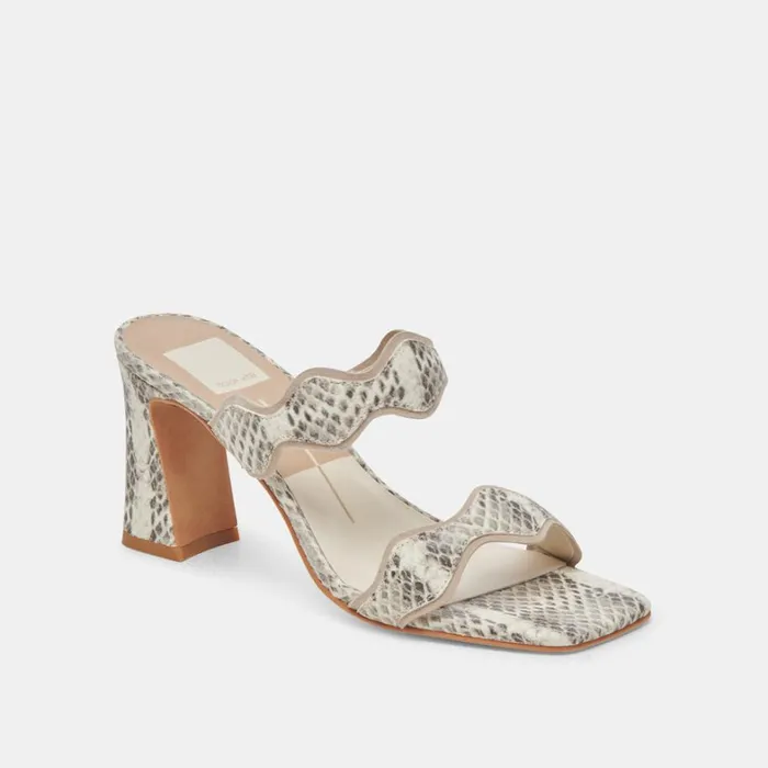 Heels Women Dolce Vita Ilva Heels Grey White Embossed Leather
