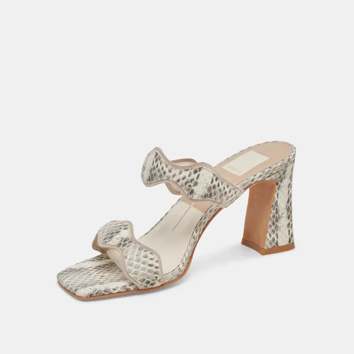 Heels Women Dolce Vita Ilva Heels Grey White Embossed Leather