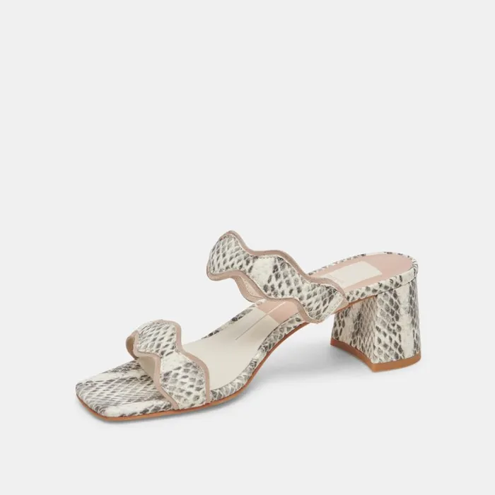 Heels Women Dolce Vita Ilva Mid Heels Grey White Embossed Leather