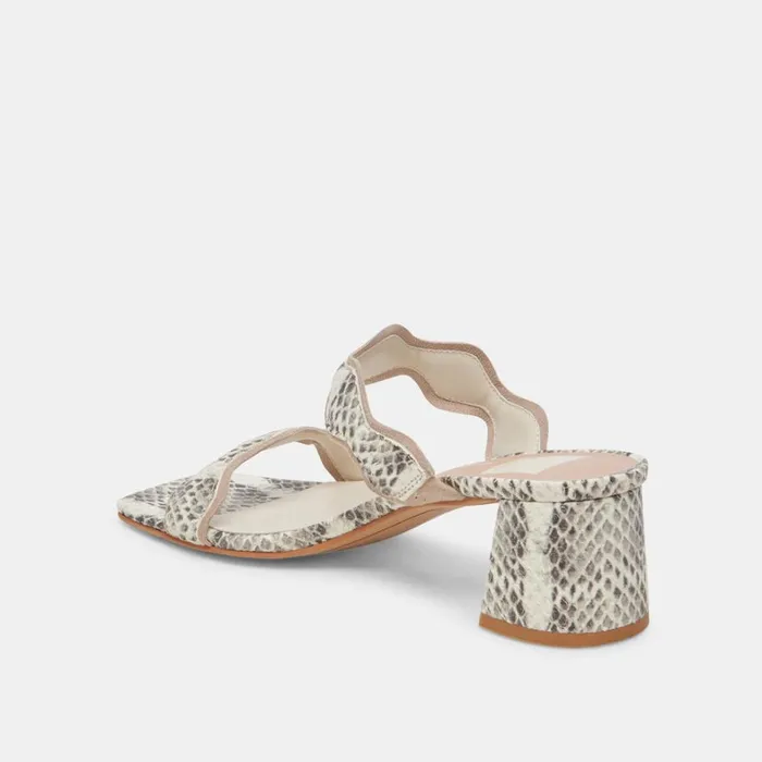 Heels Women Dolce Vita Ilva Mid Heels Grey White Embossed Leather