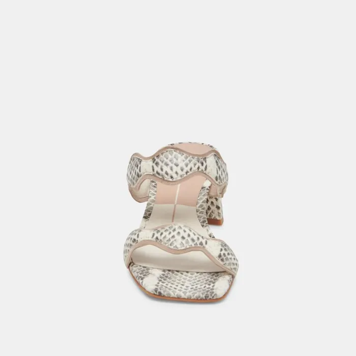 Heels Women Dolce Vita Ilva Mid Heels Grey White Embossed Leather