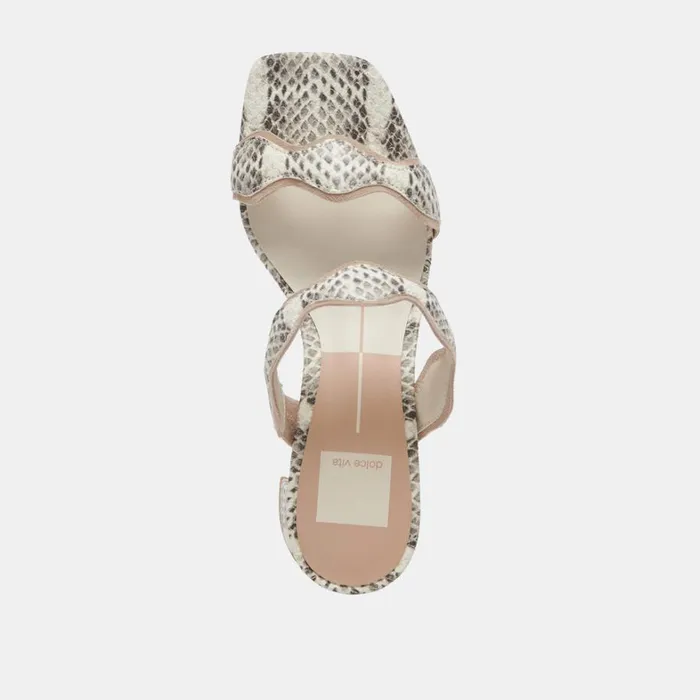 Heels Women Dolce Vita Ilva Mid Heels Grey White Embossed Leather