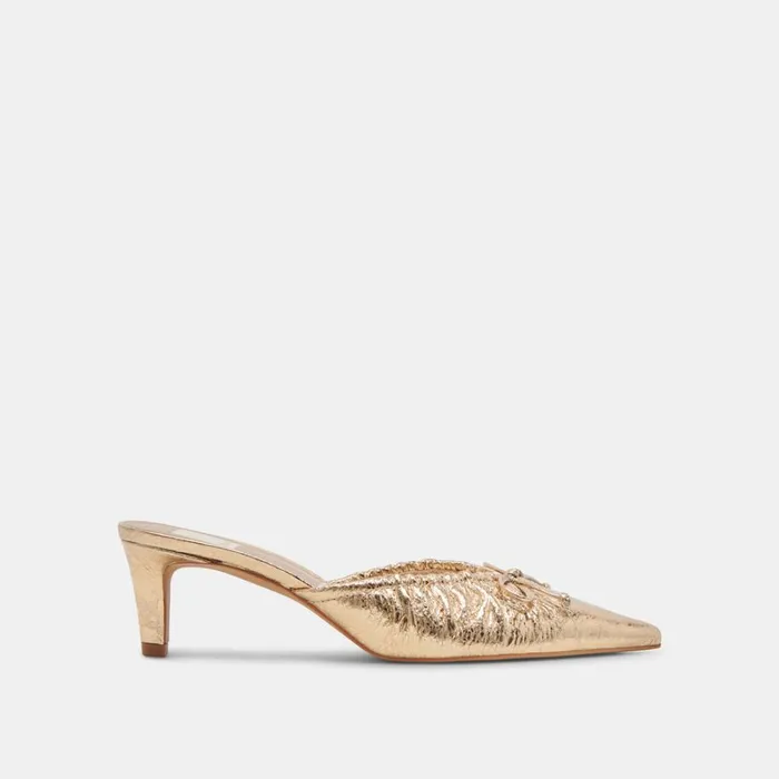 Heels Women Dolce Vita Kairi Mid Heels Gold Distressed Leather
