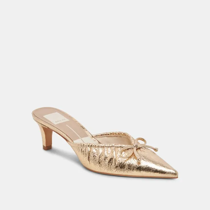 Heels Women Dolce Vita Kairi Mid Heels Gold Distressed Leather