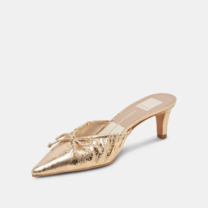 Heels Women Dolce Vita Kairi Mid Heels Gold Distressed Leather