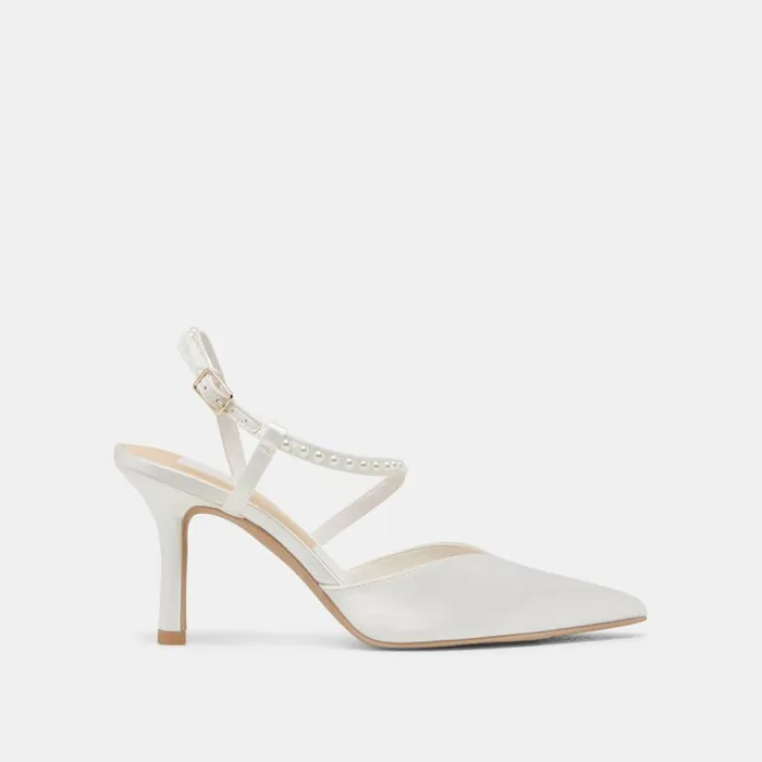 Heels Women Dolce Vita Kamra Pearl Heels True White Satin