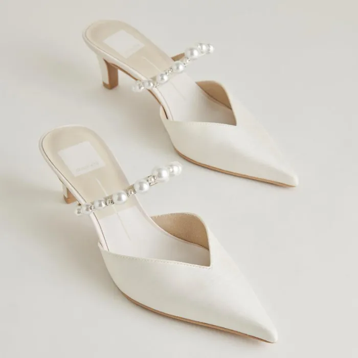 Heels Women Dolce Vita Kanika Pearl Mid Heels Vanilla Pearls