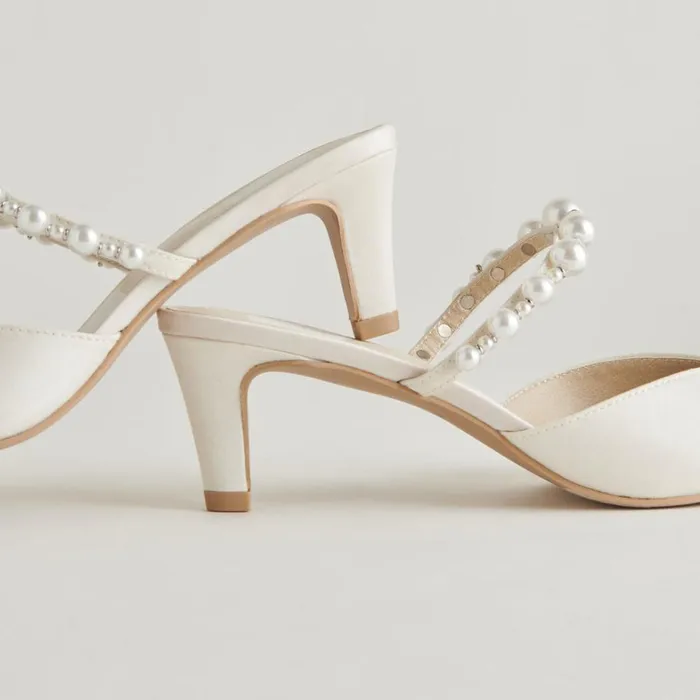 Heels Women Dolce Vita Kanika Pearl Mid Heels Vanilla Pearls
