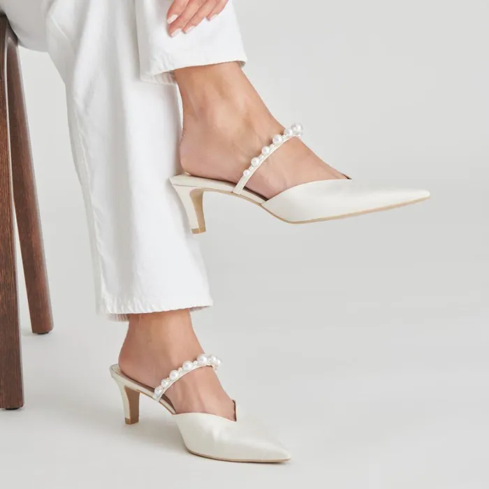 Heels Women Dolce Vita Kanika Pearl Mid Heels Vanilla Pearls