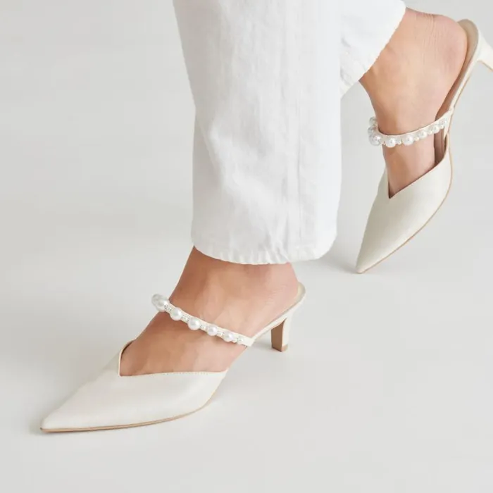 Heels Women Dolce Vita Kanika Pearl Mid Heels Vanilla Pearls