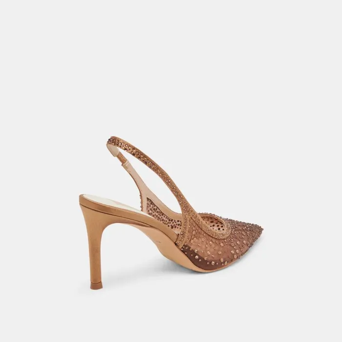 Heels Women Dolce Vita Kaye Crystal Heels Mid Brown Mesh