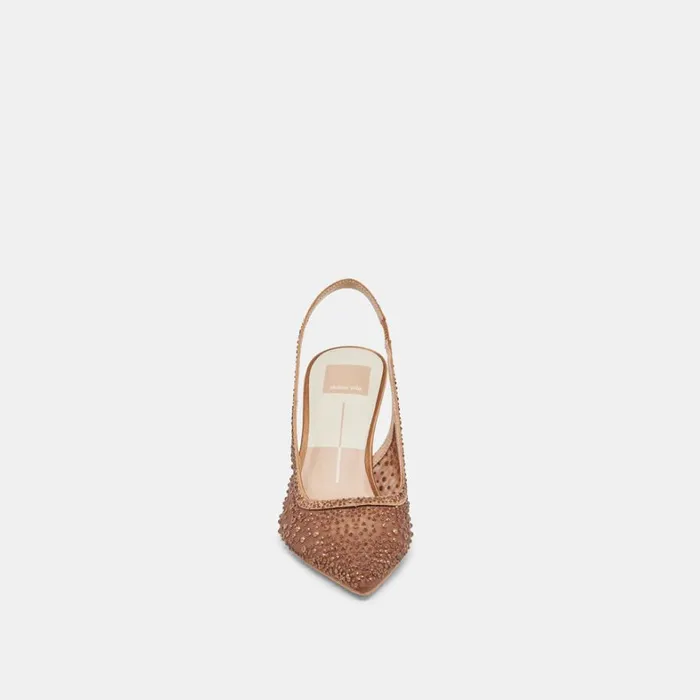 Heels Women Dolce Vita Kaye Crystal Heels Mid Brown Mesh