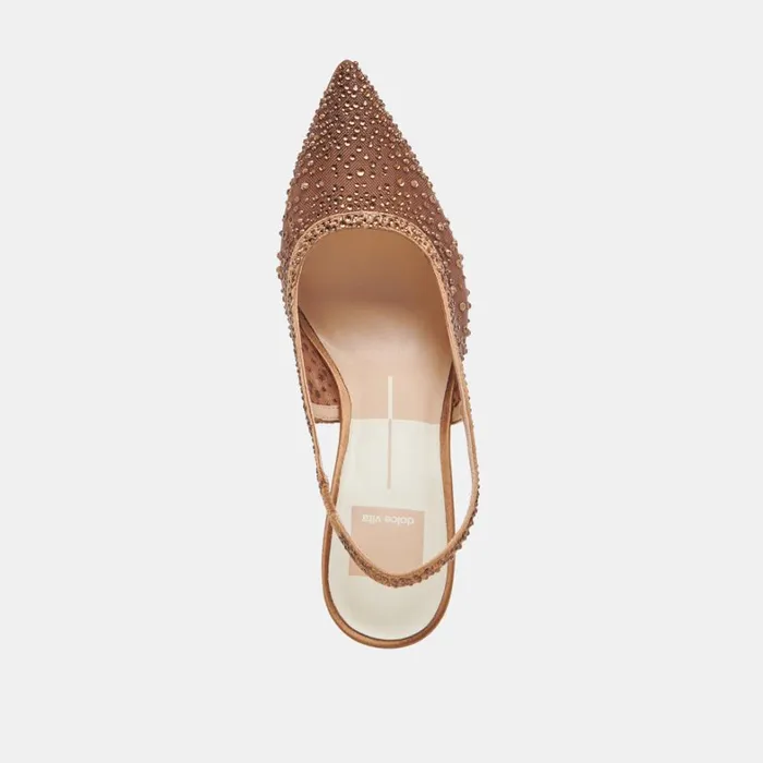 Heels Women Dolce Vita Kaye Crystal Heels Mid Brown Mesh