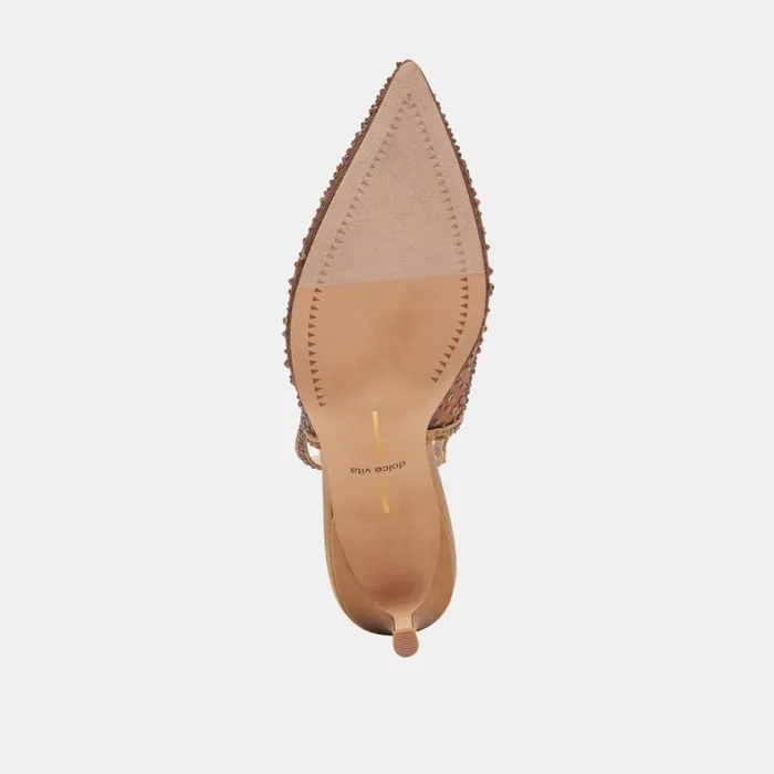 Heels Women Dolce Vita Kaye Crystal Heels Mid Brown Mesh