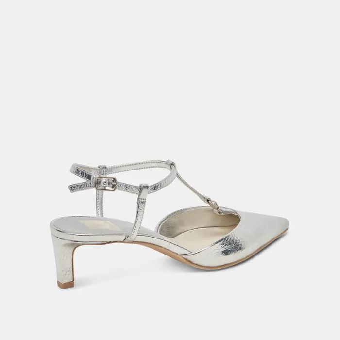 Heels Women Dolce Vita Lavon Heels Silver Distressed Leather