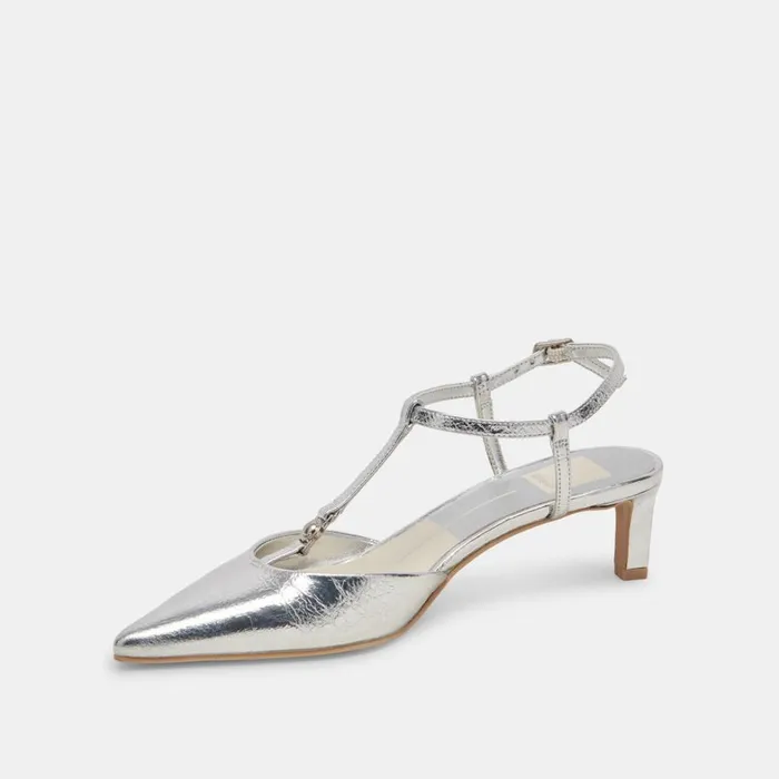 Heels Women Dolce Vita Lavon Heels Silver Distressed Leather